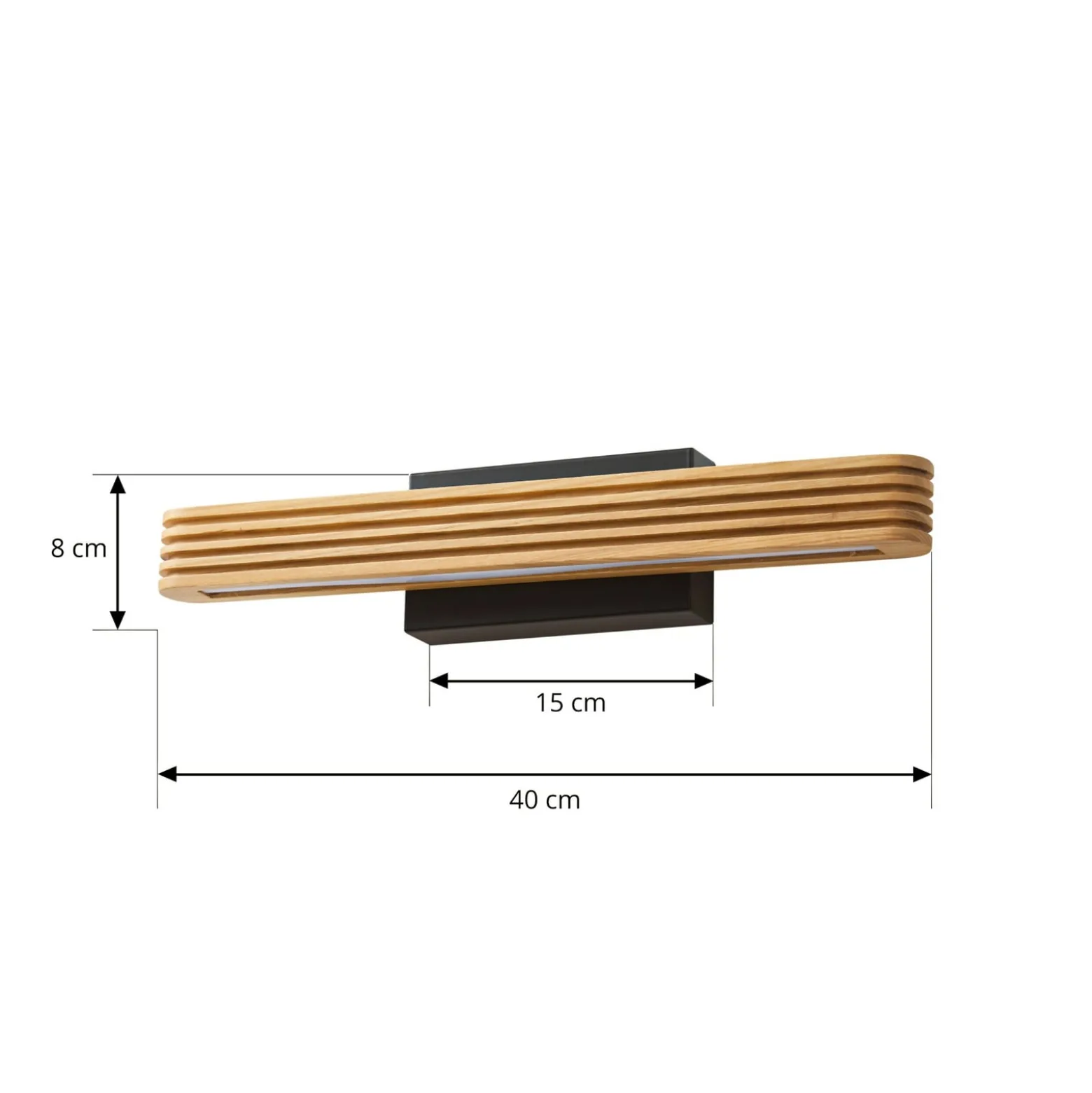 Lucande LED-seinävalaisin Lieske, 40 cm, puu, musta