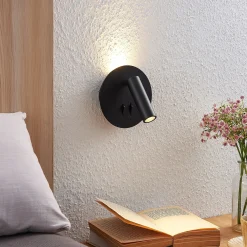 Lucande LED-seinävalaisin Magya, musta 2-valo, pyöreä
