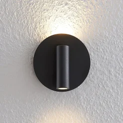 Lucande LED-seinävalaisin Magya, musta 2-valo, pyöreä