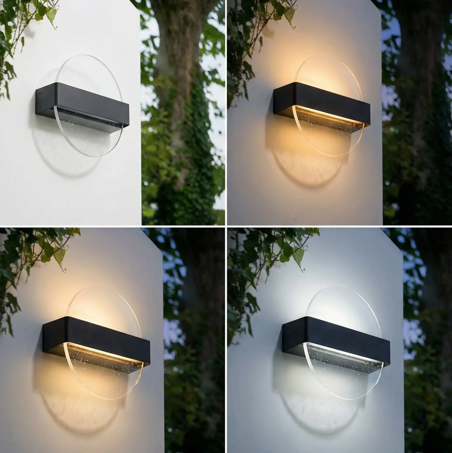 Lucande LED-seinävalaisin Narkelo, musta/kirkas, CCT, IP44
