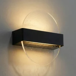 Lucande LED-seinävalaisin Narkelo, musta/kirkas, CCT, IP44