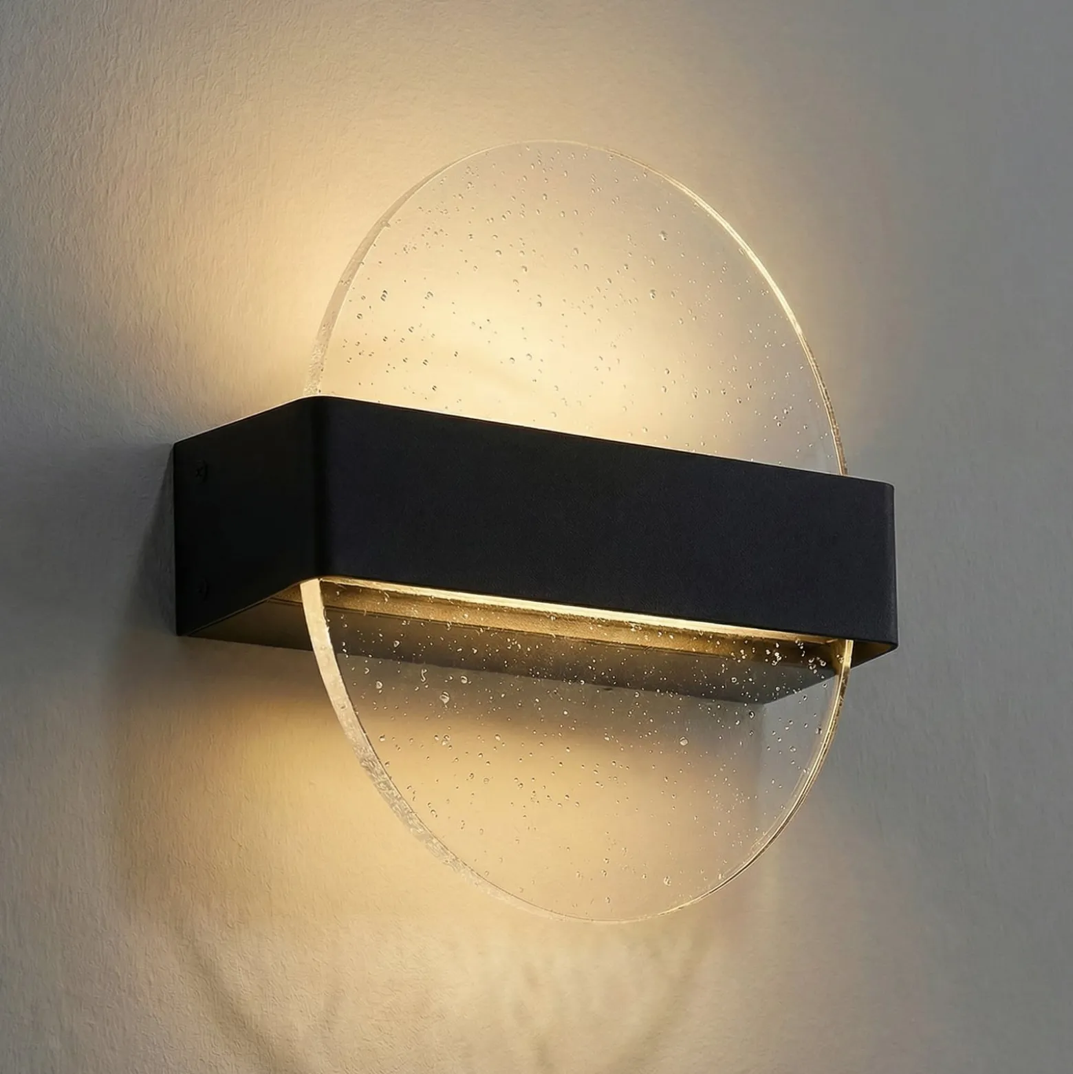 Lucande LED-seinävalaisin Narkelo, musta/kirkas, CCT, IP44