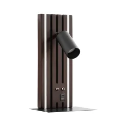 Lucande LED-seinävalaisin Tiron, korkeus 35 cm, tammi, USB