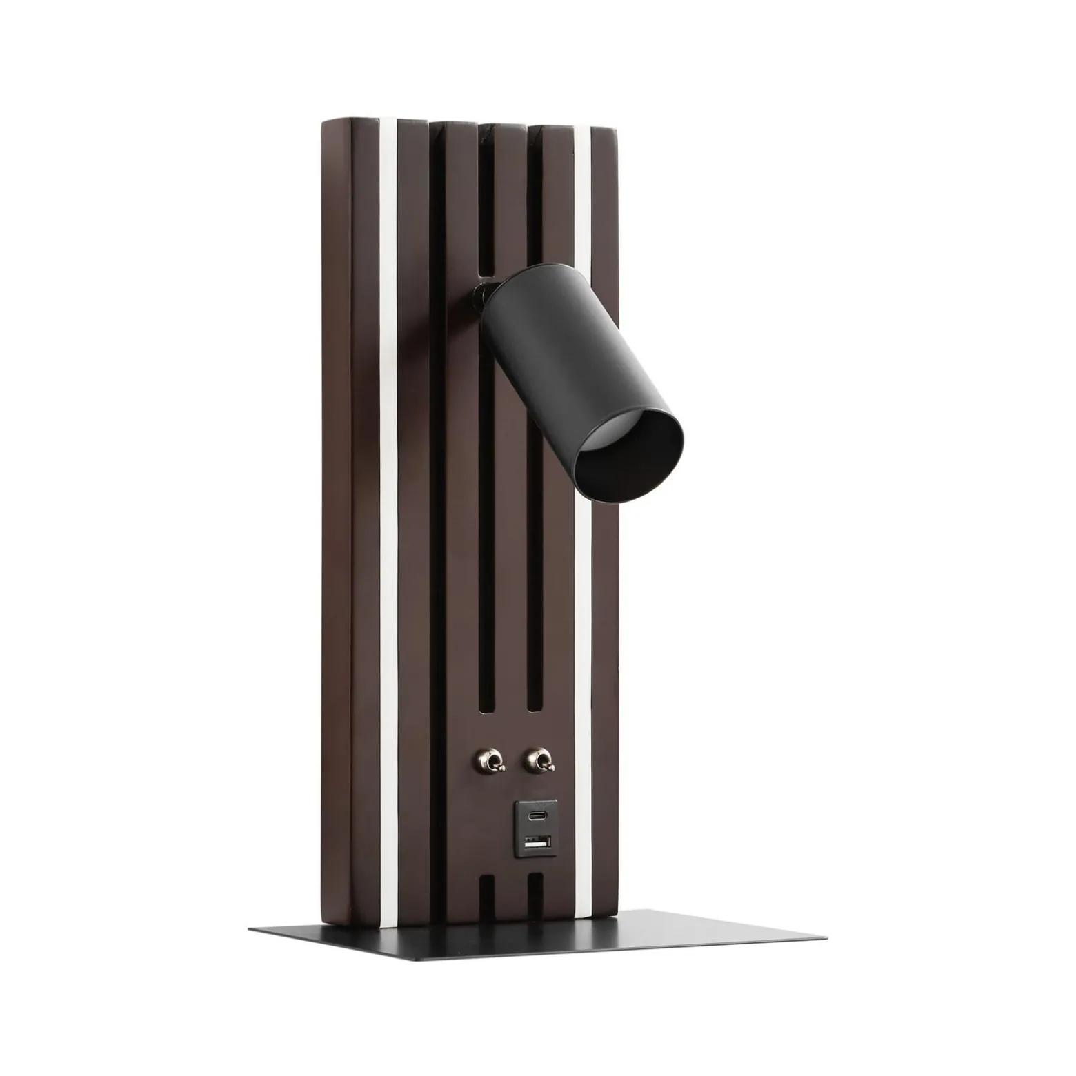 Lucande LED-seinävalaisin Tiron, korkeus 35 cm, tammi, USB
