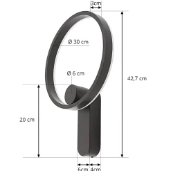 Lucande LED-seinävalaisin Yekta, epäsuora, musta, himmennettävä