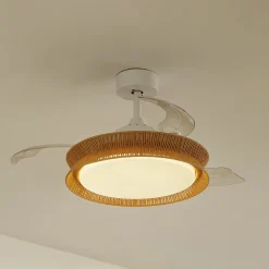 Lucande LED-tuuletin Lineta, valkoinen, köysi, Ø 103 cm, hiljainen