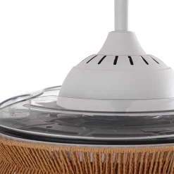 Lucande LED-tuuletin Lineta, valkoinen, köysi, Ø 103 cm, hiljainen