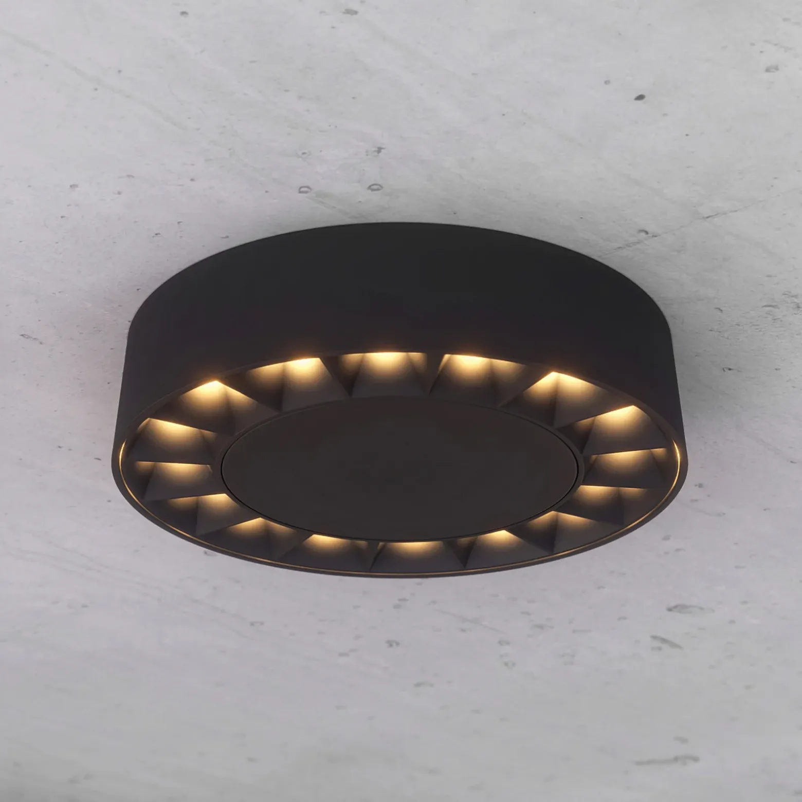 Lucande LED ulkokattovalaisin Kelissa, pyöreä, musta