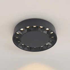 Lucande LED ulkokattovalaisin Kelissa, pyöreä, musta