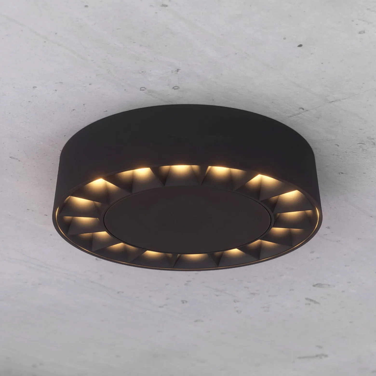 Lucande LED ulkokattovalaisin Kelissa, pyöreä, musta
