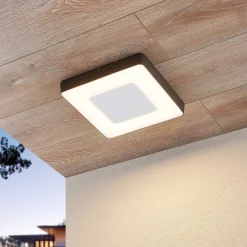Lucande LED ulkokattovalaisin Sora, kulmikas, anturi, IP54
