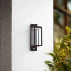 Lucande LED-ulkoseinälamppu Ferdinand, ruoste, liiketunnistin, IP54