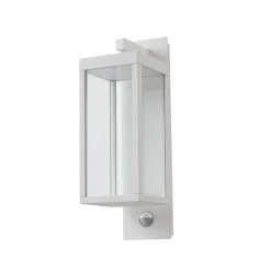 Lucande LED-ulkoseinälamppu Ferdinand, valkoinen, liiketunnistin, 38 cm