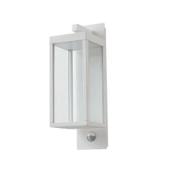 Lucande LED-ulkoseinälamppu Ferdinand, valkoinen, liiketunnistin, 38 cm