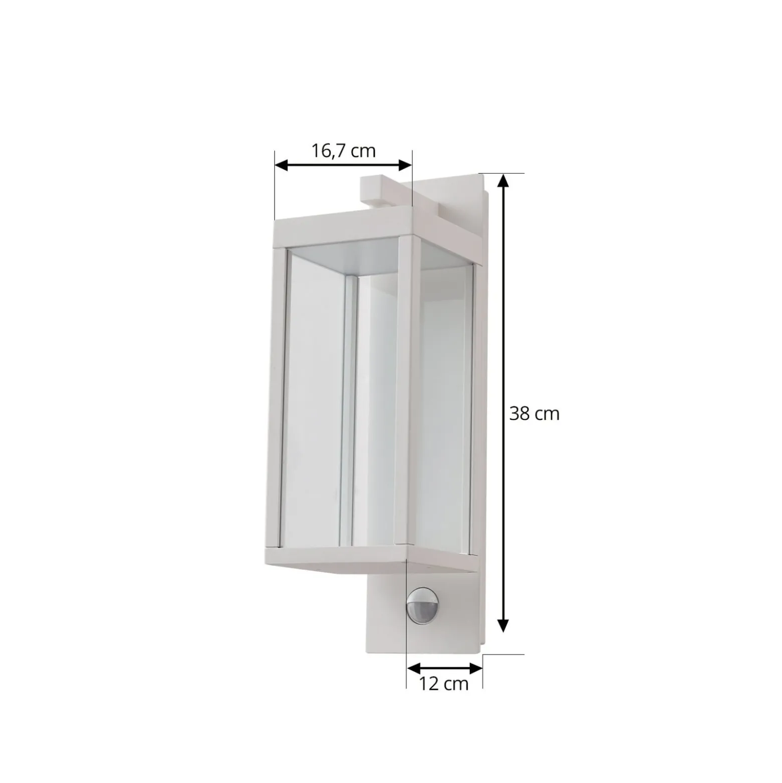 Lucande LED-ulkoseinälamppu Ferdinand, valkoinen, liiketunnistin, 38 cm