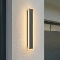 Lucande LED-ulkoseinälamppu Ilora, musta, 60 cm, CCT, IP65