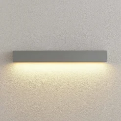 Lucande LED-ulkoseinälamppu Lengo, 50 cm, hopea, alas, 3 000 K