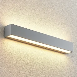 Lucande LED-ulkoseinälamppu Lengo 50 cm, hopea, valo ylös/alas, 3 000 K