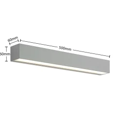 Lucande LED-ulkoseinälamppu Lengo 50 cm, hopea, valo ylös/alas, 3 000 K