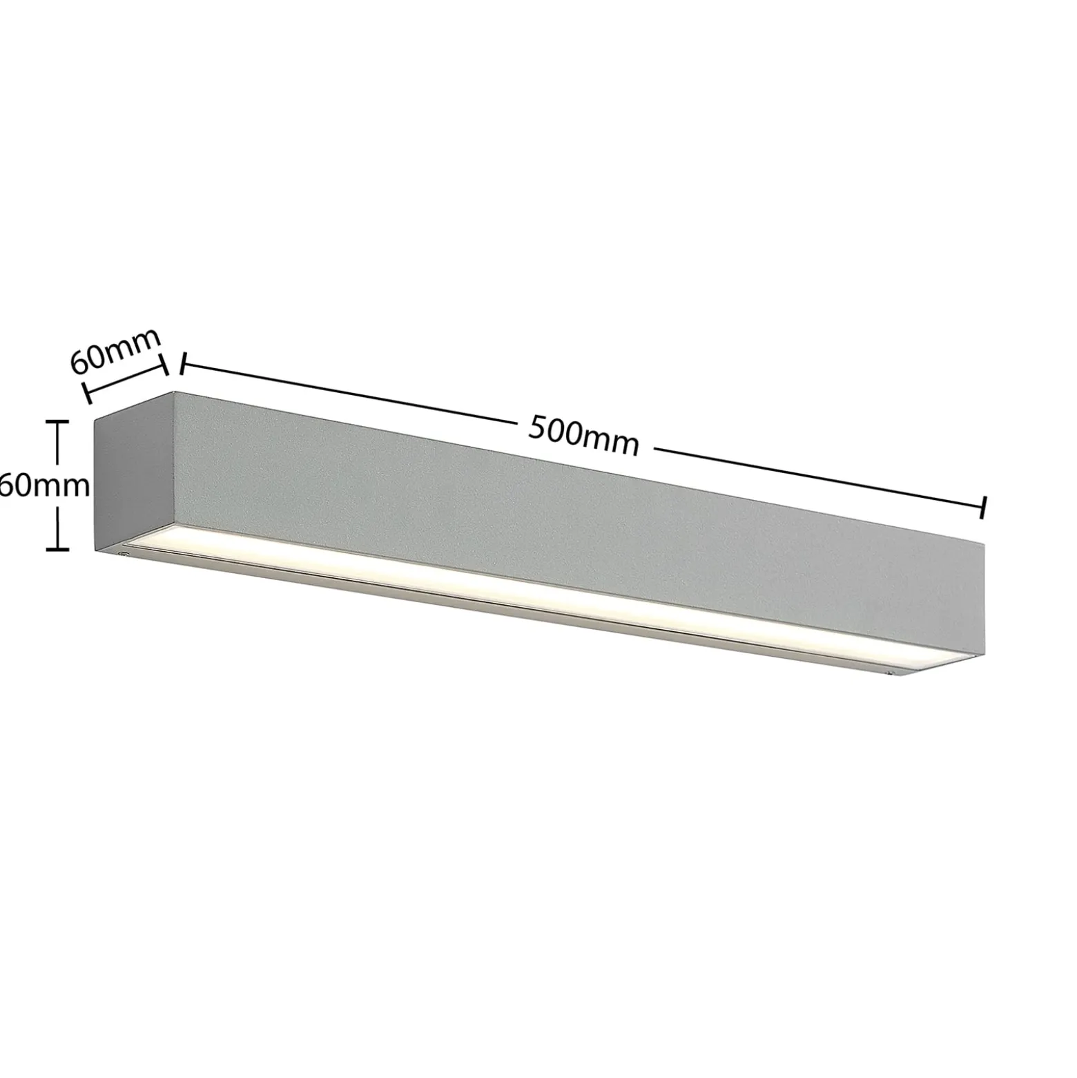 Lucande LED-ulkoseinälamppu Lengo 50 cm, hopea, valo ylös/alas, 3 000 K