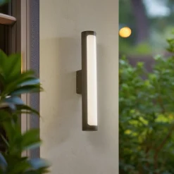 Lucande LED-ulkoseinälamppu Tuberia, antrasiitti, metalli, Ø 7 cm