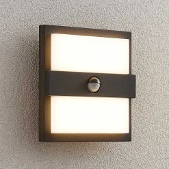 Lucande LED-ulkoseinävalaisin Gylfi, 20 cm, musta, anturi