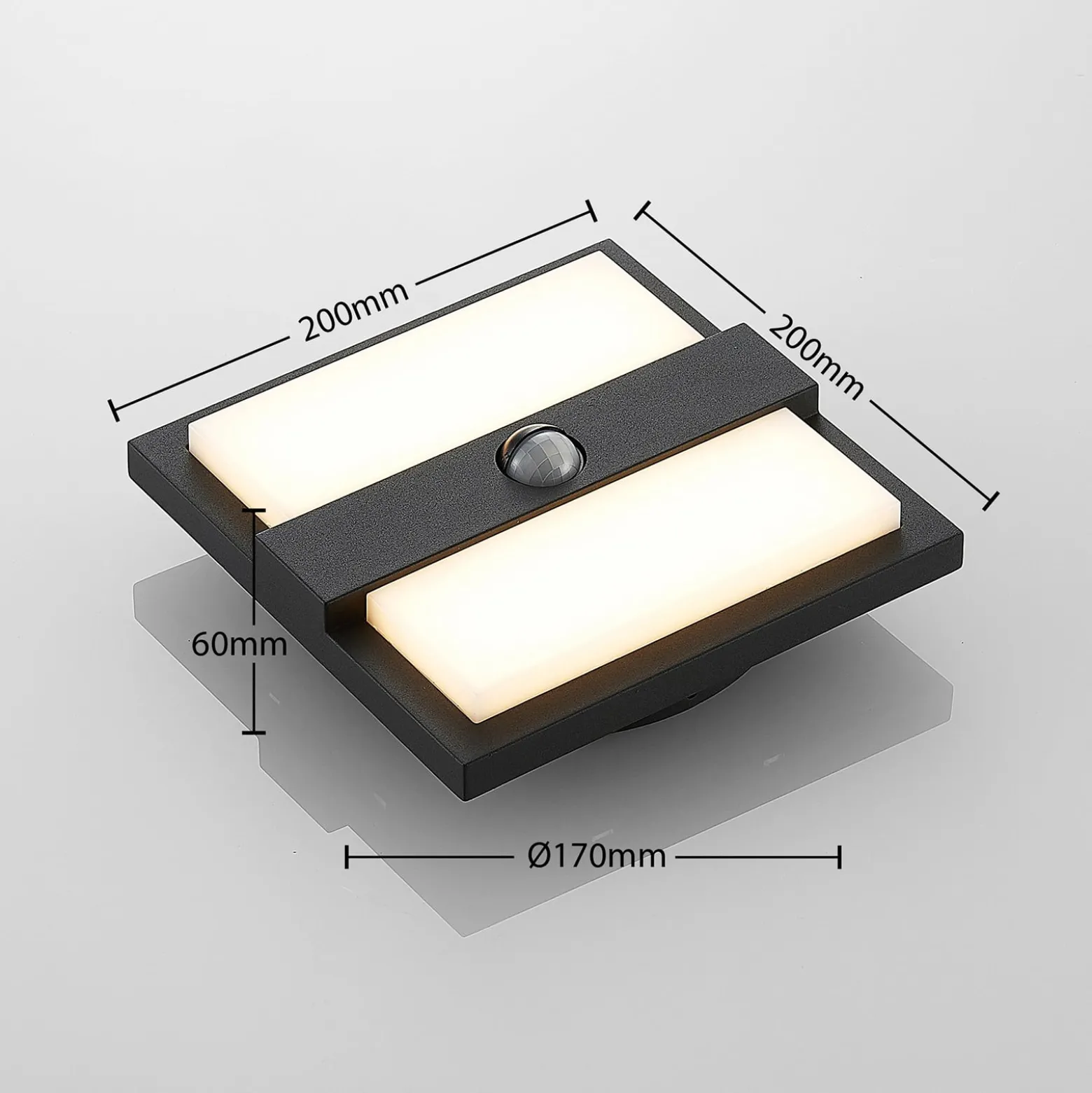 Lucande LED-ulkoseinävalaisin Gylfi, 20 cm, musta, anturi