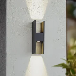 Lucande LED-ulkoseinävalaisin Lavrin, musta/harmaa, alumiini