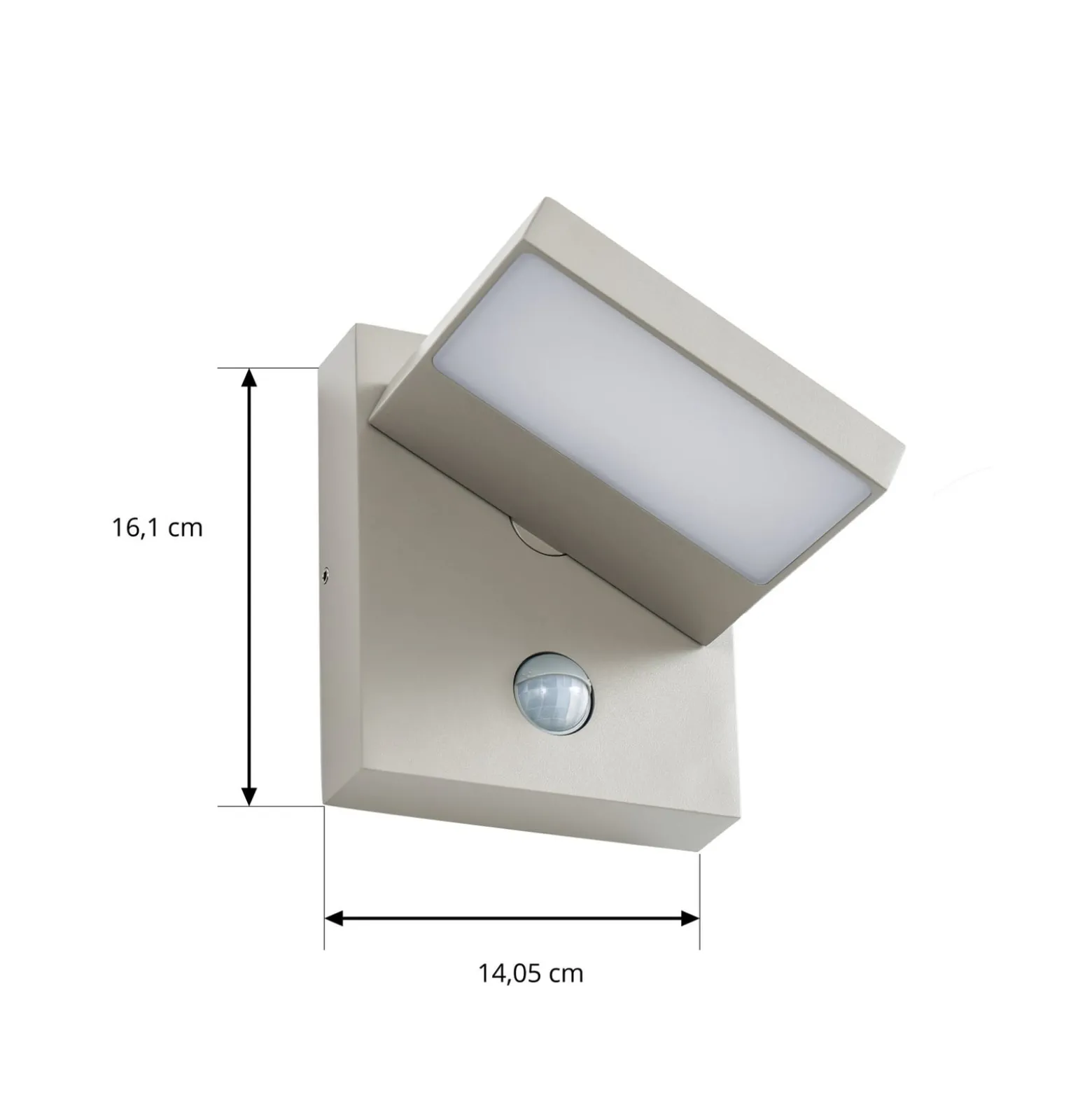 Lucande LED-ulkoseinävalaisin Silvan, kiviharmaa, liiketunnistin, IP54