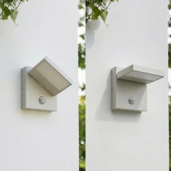 Lucande LED-ulkoseinävalaisin Silvan, kiviharmaa, liiketunnistin, IP54