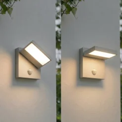 Lucande LED-ulkoseinävalaisin Silvan, kiviharmaa, liiketunnistin, IP54
