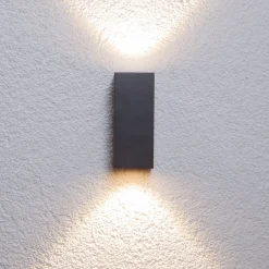 Lucande LED-ulkoseinävalaisin Tavi, korkeus 15 cm, musta