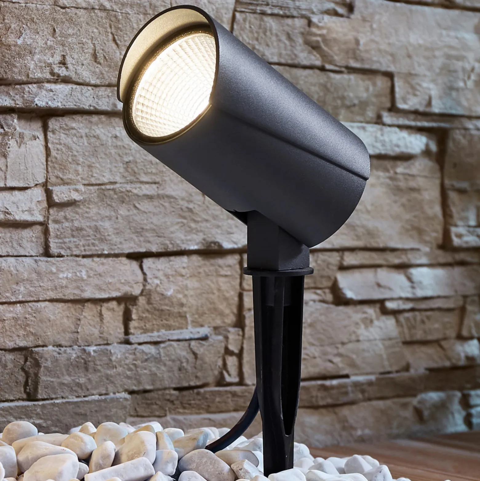 Lucande LED-ulkovalaisin Anton, maapiikki, antrasiitti, metallia