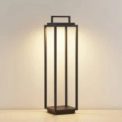 Lucande LED-ulkovalaisin Elaja, musta, ladattava akku, USB, himmennettävä