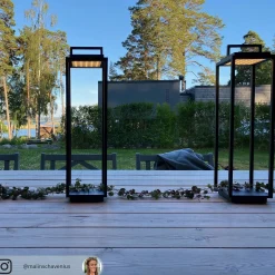 Lucande LED-ulkovalaisin Elaja, musta, ladattava akku, USB, himmennettävä