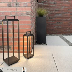Lucande LED-ulkovalaisin Elaja, musta, ladattava akku, USB, himmennettävä