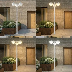 Lucande LED-ulkovalaisin Toras, vaaleanharmaa, 3-lamppuinen, CCT-himmennettävä