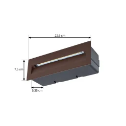 Lucande LED upotettava seinävalaisin Loya, 23 x 8 cm, ruoste, IP54