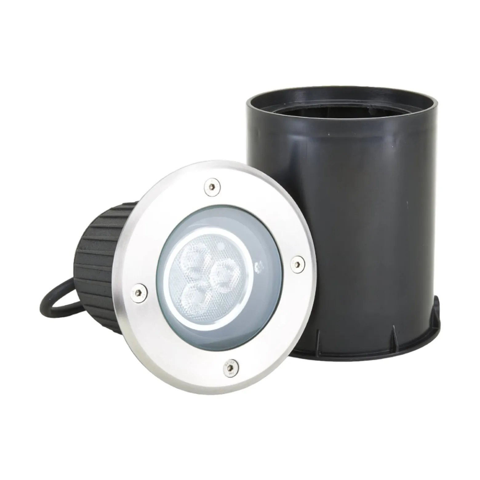 Lucande LED uppoasennuslattiavalaisin Jos, pyöreä, kääntyvä, IP67