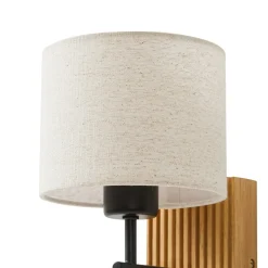 Lucande Lieske -seinälamppu, beige, tekstiili, E27, LED-lukuvalo