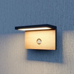 Lucande Lignus -LED-ulkoseinävalo, liiketunnistin