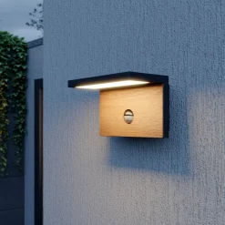 Lucande Lignus -LED-ulkoseinävalo, liiketunnistin
