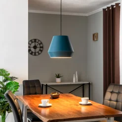 Lucande Mynoria LED-riippuvalaisin, sininen, alumiini, Ø 35 cm