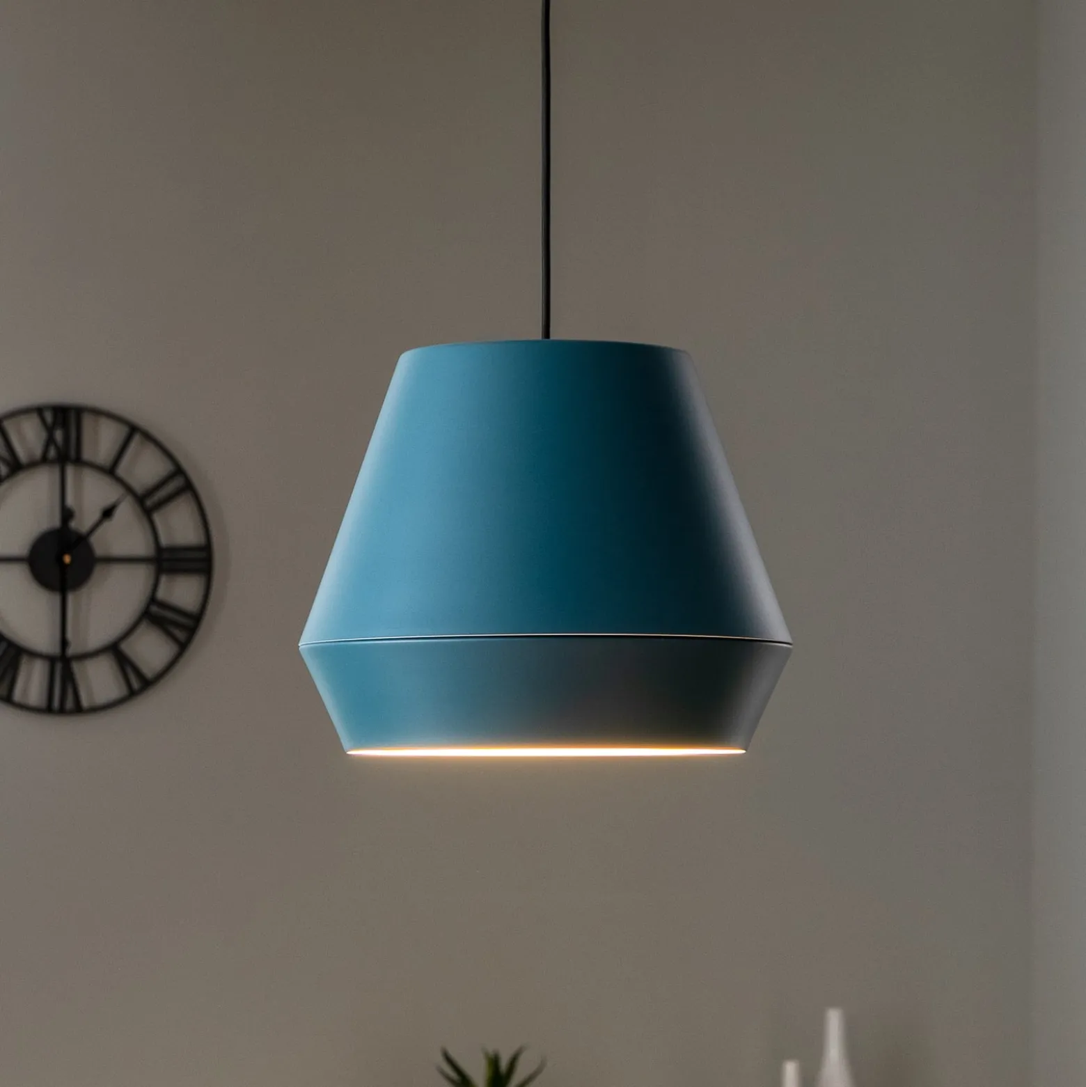 Lucande Mynoria LED-riippuvalaisin, sininen, alumiini, Ø 35 cm
