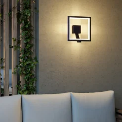 Lucande neliön muotoinen LED-seinävalaisin, antrasiitti, metalli, IP65