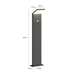 Lucande Nevio LED-pylväsvalaisin, liiketunnistin, 60 cm, antrasiitti