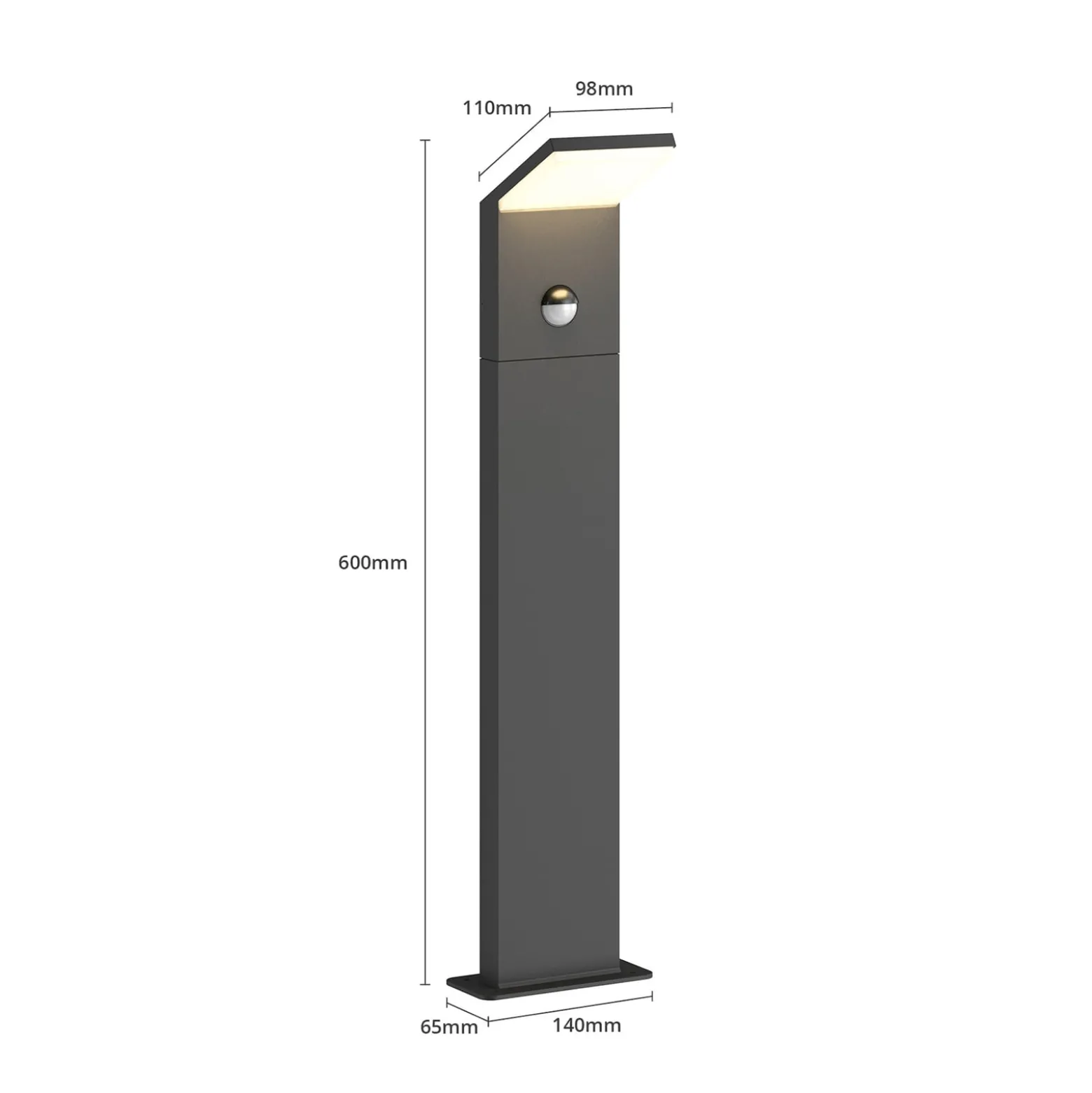 Lucande Nevio LED-pylväsvalaisin, liiketunnistin, 60 cm, antrasiitti