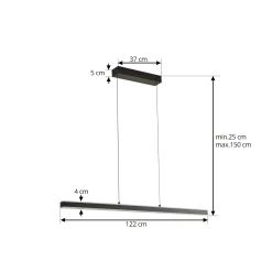 Lucande Pendolo LED-riippuvalaisin, musta, alumiini, 120 cm