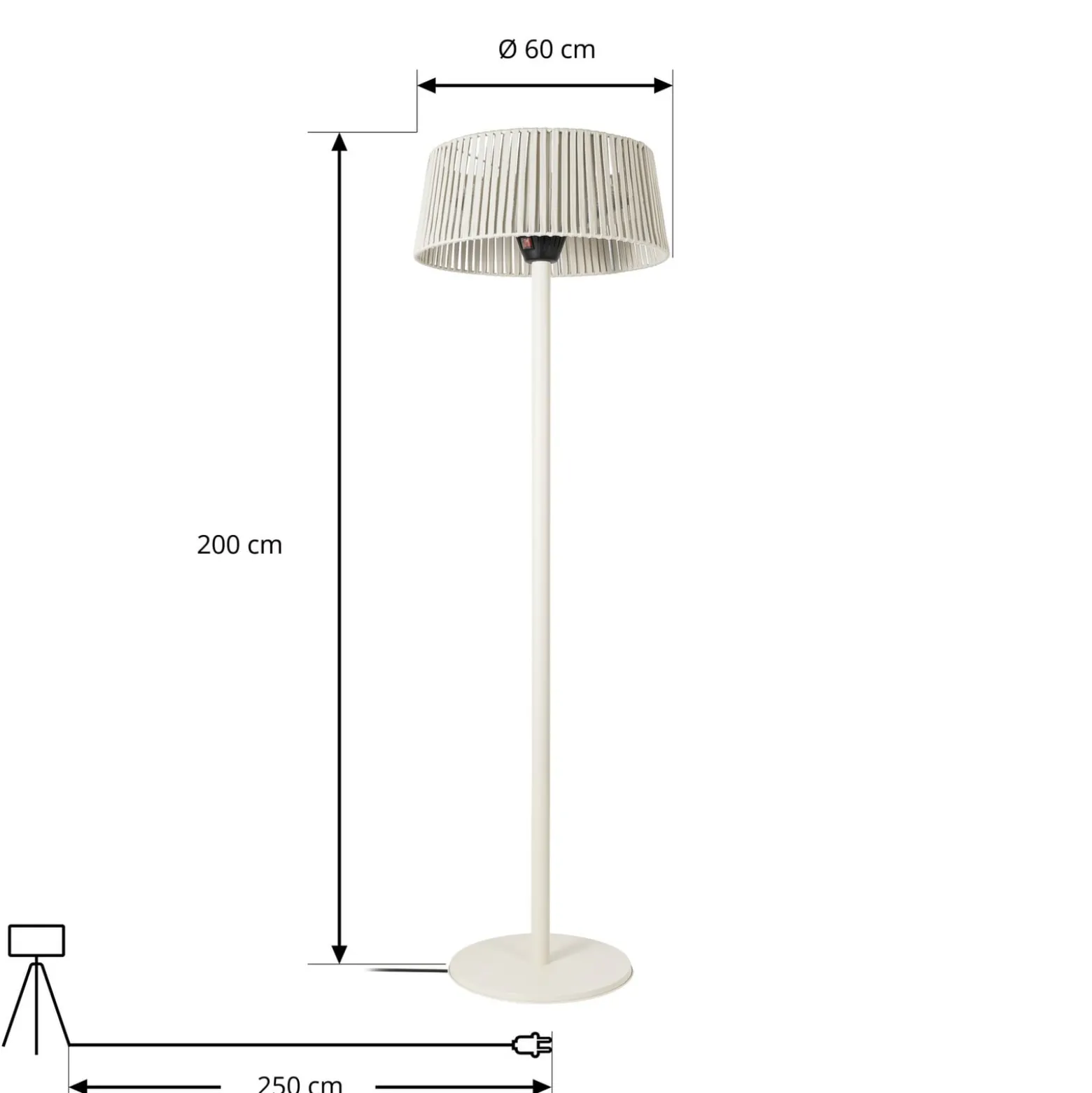 Lucande Pyravo -terassilämmitin, beige, 200 cm, alumiini, IP44
