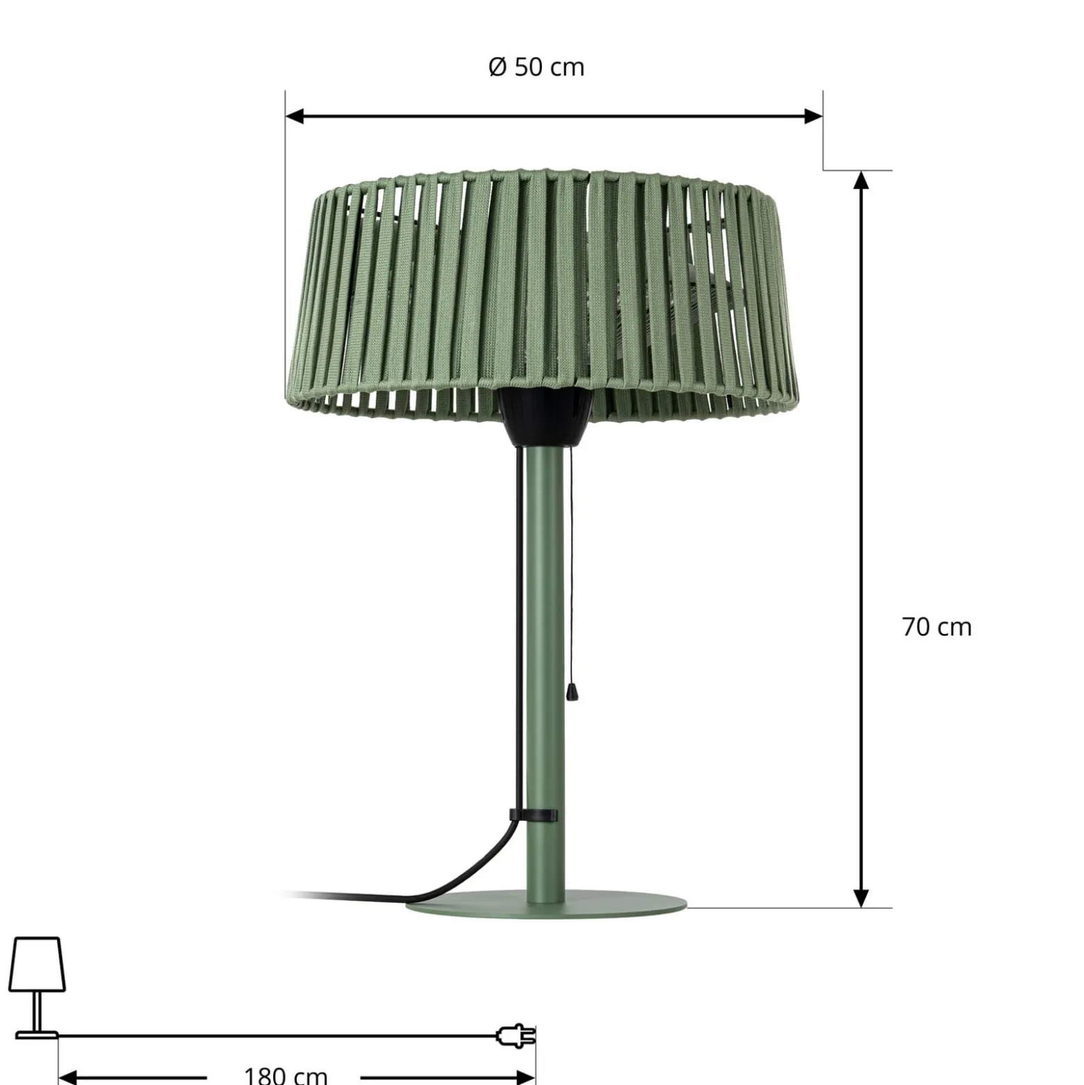 Lucande Pyravo -terassilämmitin, vihreä, alumiini, 70 cm, IP44